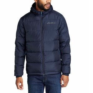 Eddie Bauer Men's Hooded Down Jacket, Navy Blue